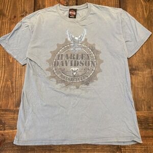 Harley Davidson T-Shirt, Short Sleeve,Men's Size L, Blue Faded Orlando Florida,‎